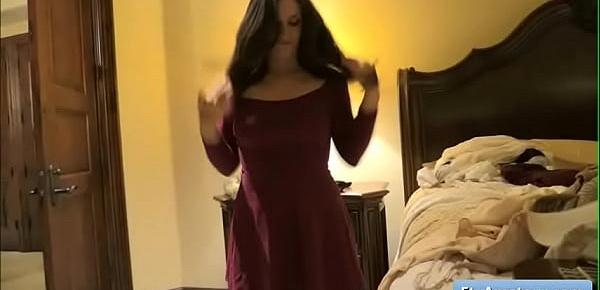  Sexy and naughty natural big tit teen Summer try different sexy dinner outfits and reveal her big boobs